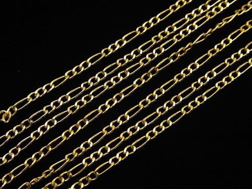 14KGF Figaro (long and short) chain 1.5mm width 10cm