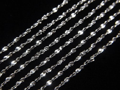 Silver925 Twist (S-shaped) Chain Necklace Approx 1mm Width Rhodium Plated 1pc