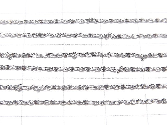 Silver925 Twist (S-shaped) Chain Necklace Approx 1mm Width Rhodium Plated 1pc