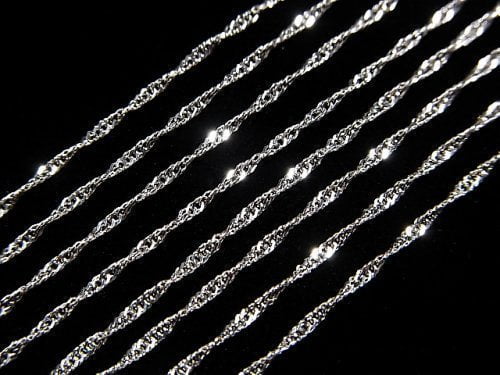 Silver925 Twist Flat Curb Chain 1.1mm Rhodium Plated [40cm][45cm][50cm] Necklace 1pc