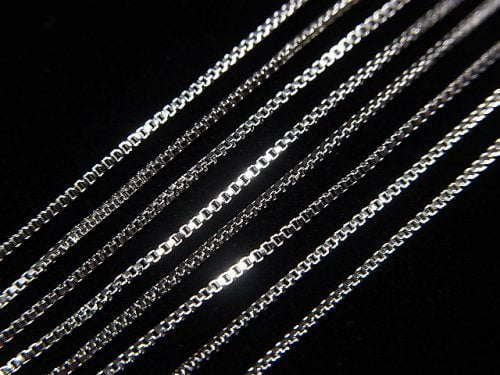 Silver925 Box Chain 0.7mm Rhodium Plated [40cm][45cm][50cm][60cm][75cm] Necklace 1pc