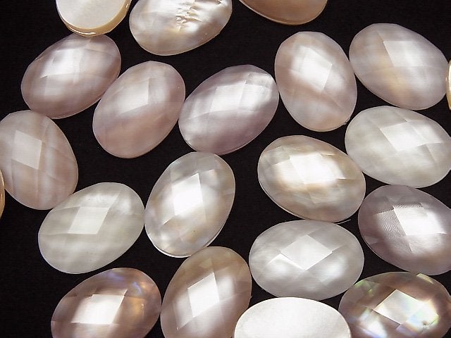 [Video] Pink Shell x Crystal AAA- Oval Faceted Cabochon 18x13mm 2pcs