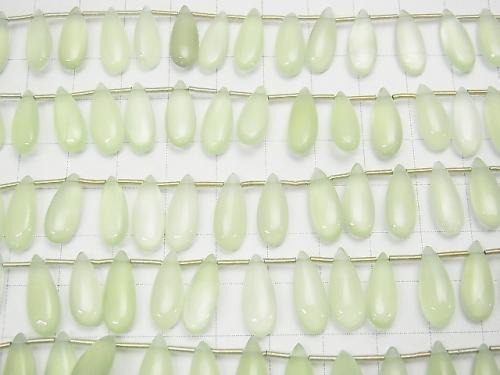 High Quality Light Green Color Chalcedony AAA Pear shape (Smooth) 15x6mm [Light Color] half or 1strand (aprx.6inch / 14cm)