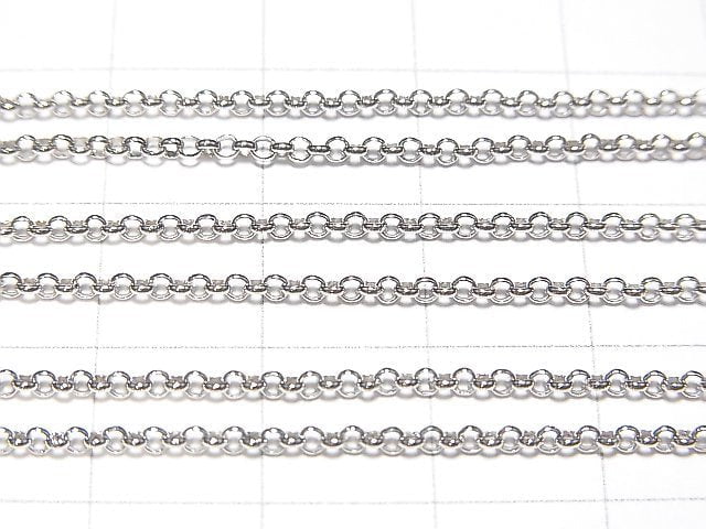 Silver925 Rolo Chain 1.6mm Rhodium Plated [40cm][45cm][50cm][60cm] Necklace 1pc