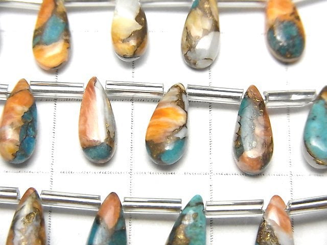 [Video] Oyster Copper Turquoise Pear shape (Smooth) 11x5mm half or 1strand (12pcs )