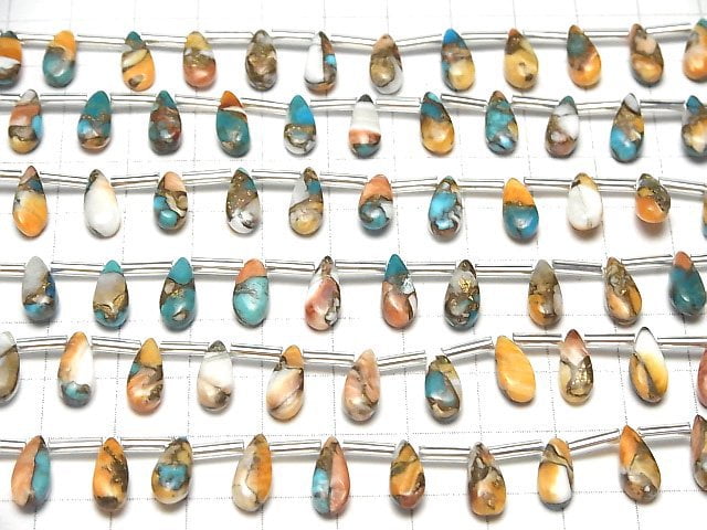 [Video] Oyster Copper Turquoise Pear shape (Smooth) 11x5mm half or 1strand (12pcs )