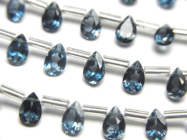 [Video] High Quality London Blue Topaz AAA Pear shape Faceted 6x4mm 1strand (8pcs )