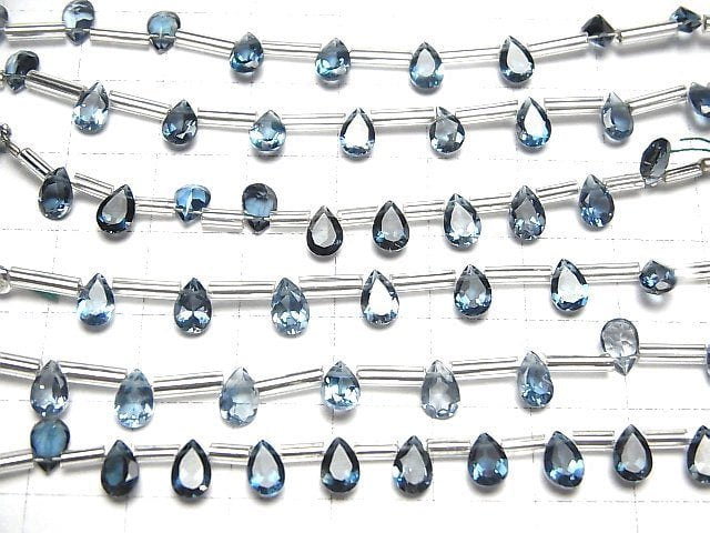 [Video] High Quality London Blue Topaz AAA Pear shape Faceted 6x4mm 1strand (8pcs )