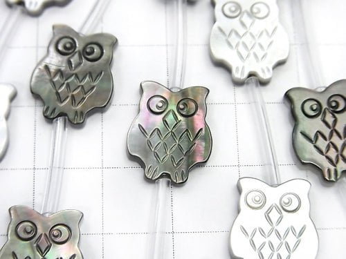High Quality Black Shell (Black-lip Oyster)AAA Owl Shape half or 1strand (Approx 12pcs)