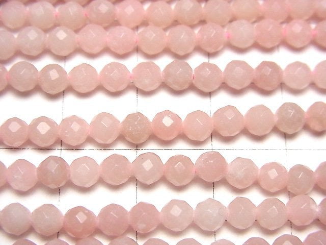 [Video] High Quality! Pink Soap Stone AAA Faceted Round 4mm 1strand beads (aprx.15inch/36cm)
