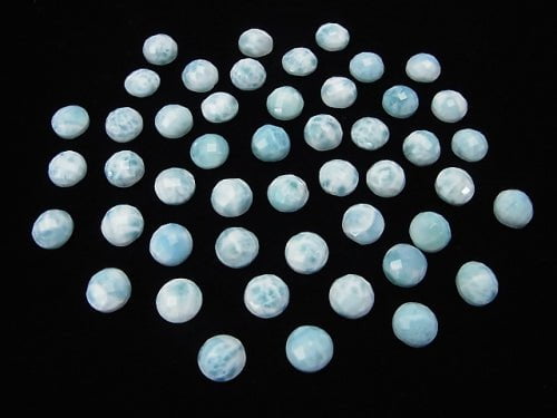 [Video]Larimar Pectolite AAA- Round Faceted Cabochon 10x10mm 2pcs