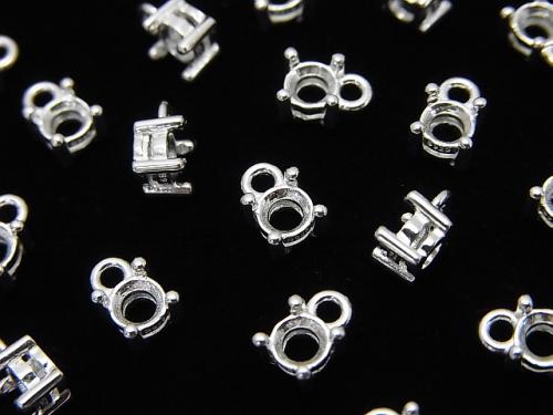 1pc $2.79! Silver925 Charm, Pendant Frame for Round Faceted 4mm No coating 1pc