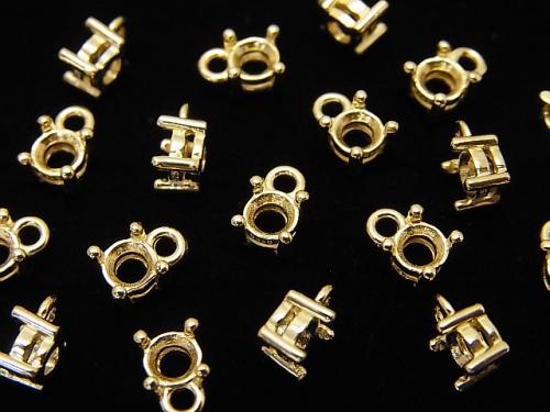 1pc $2.79! Silver925 Charm, Pendant Frame for Round Faceted 4mm 18KGP 1pc