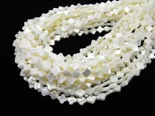1strand $8.79! Mother of Pearl MOP Flower Motif 8x8x2.5mm White 1strand (aprx.15inch / 37cm)