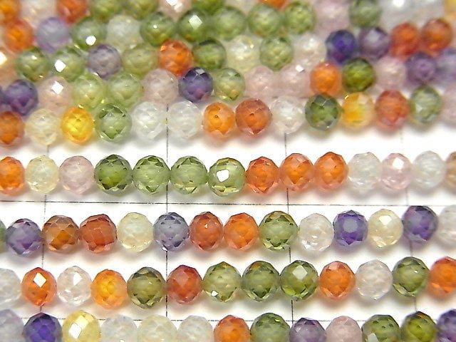 [Video]High Quality! MultiColor ,Cubic Zirconia AAA Faceted Round 3mm 1strand beads (aprx.14inch/34cm)
