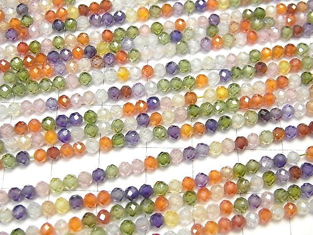 [Video]High Quality! MultiColor ,Cubic Zirconia AAA Faceted Round 3mm 1strand beads (aprx.14inch/34cm)