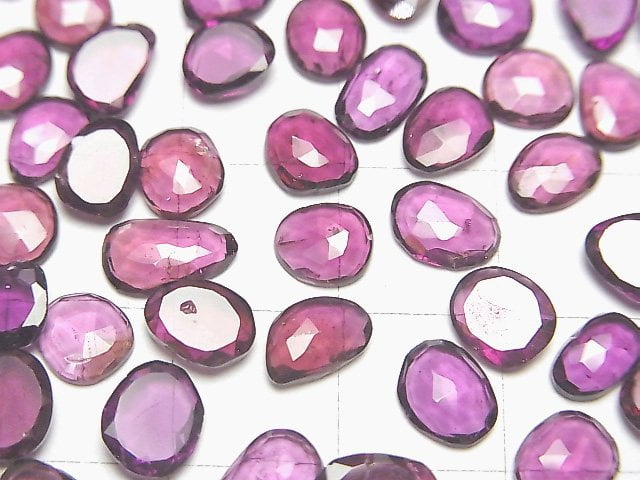 [Video]High Quality Rhodolite Garnet AAA- Loose stone Free form Single side Rose Cut 5pcs
