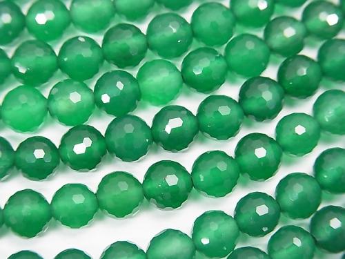 High quality! 1strand $7.79! Green Onyx AAA 128Faceted Round 6mm 1strand (aprx.15inch / 37cm)