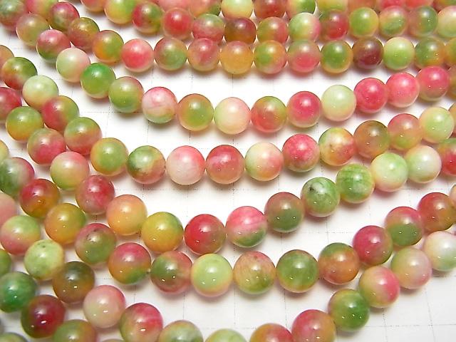 Red & Green Jade Round 8mm 1strand beads (aprx.15inch / 363cm)