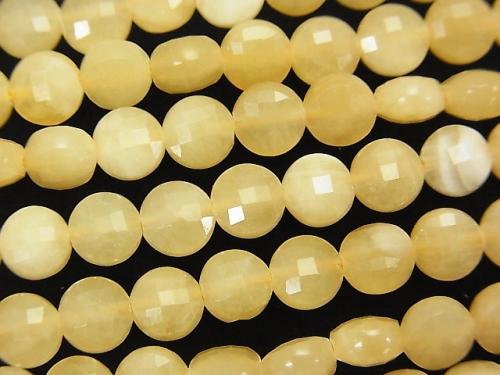 High quality! 1strand $6.79! Yellow Jade Faceted Coin 6x6x4mm 1strand (aprx.15inch / 37cm)