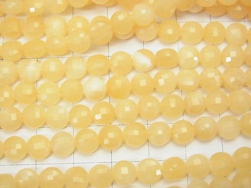High quality! 1strand $6.79! Yellow Jade Faceted Coin 6x6x4mm 1strand (aprx.15inch / 37cm)