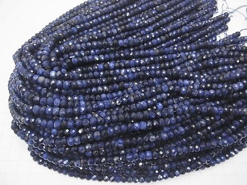 High Quality!  Sodalite AA++ Faceted Button Roundel 6x6x4mm half or 1strand (aprx.15inch/37cm)