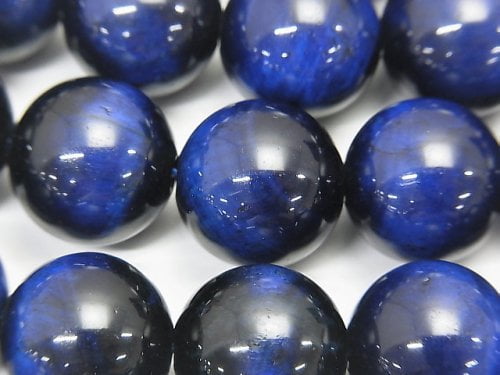 Blue color Tiger's Eye AA++ Round 14mm half or 1strand beads (aprx.15inch/36cm)