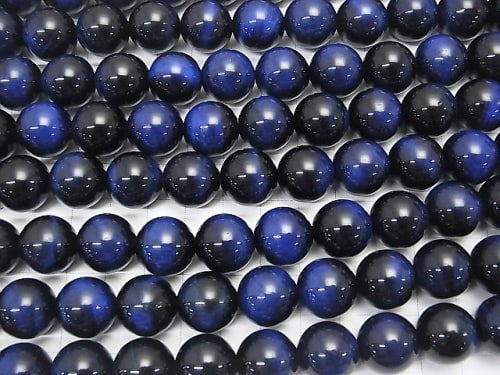 Blue color Tiger's Eye AA++ Round 14mm half or 1strand beads (aprx.15inch/36cm)