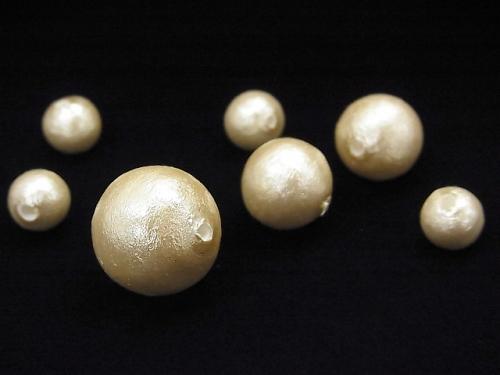 Made in Japan! Cotton Pearl Beads Champagne Half Drilled Hole Round 8mm 2pcs 1.19