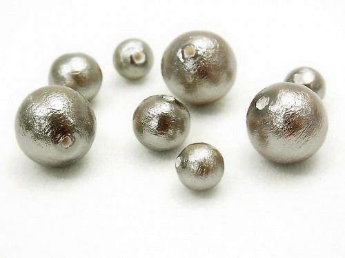 Made in Japan! Cotton Pearl Beads Gray Half Drilled Hole Round 10mm 2pcs