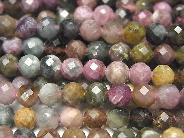 [Video] High Quality! Multicolor Tourmaline AA Faceted Round 6mm Weak 1strand beads (aprx.15inch / 38cm)