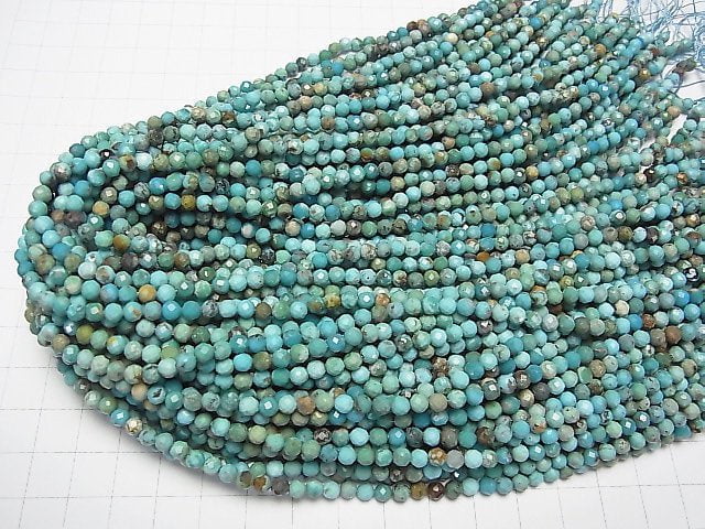 [Video] High Quality! Turquoise AA++ Faceted Round 4mm 1strand beads (aprx.15inch / 37cm)