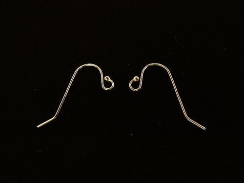 14KGF Earwire 22x13mm 1pair with round beads