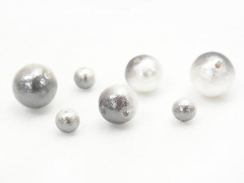 Made in Japan! Cotton Pearl Beads Gray / white Bicolor Round 6mm 20pcs $4.79