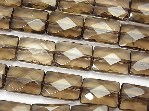 Smoky Crystal Quartz AAA Faceted Rectangle 14x10x6mm half or 1strand (aprx.15inch/37cm)