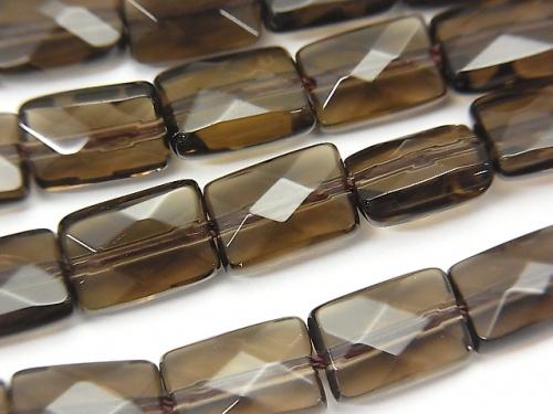 Smoky Crystal Quartz AAA Faceted Rectangle 10x7x4mm half or 1strand (aprx.15inch/37cm)