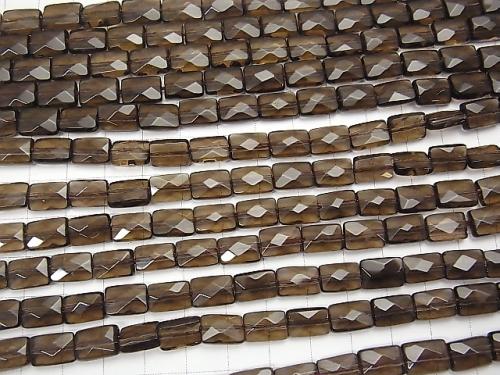 Smoky Crystal Quartz AAA Faceted Rectangle 10x7x4mm half or 1strand (aprx.15inch/37cm)