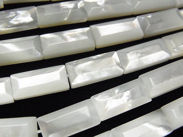 [Video]High Quality White Shell (Silver-lip Oyster )AAA Faceted Rectangle 13x6mm 1/4 or 1strand beads (aprx.15inch/38cm)