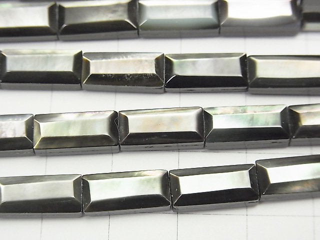 [Video]High Quality Black Shell (Black-lip Oyster )AAA Faceted Rectangle 13x6mm 1/4-1strand beads (aprx.15inch/38cm)