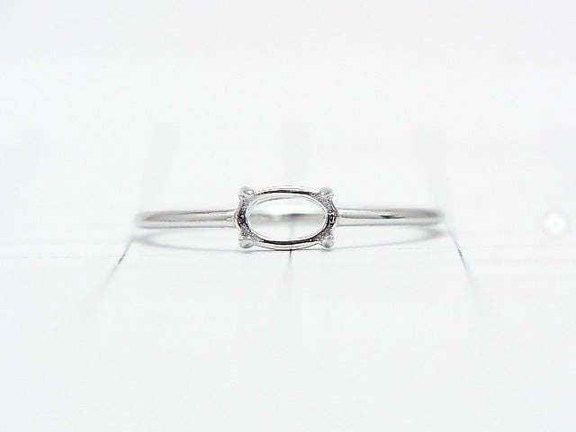 [Video]Silver925 Ring Frame (Prong Setting) Horizontal Oval 6x4mm Rhodium Plated 1pc