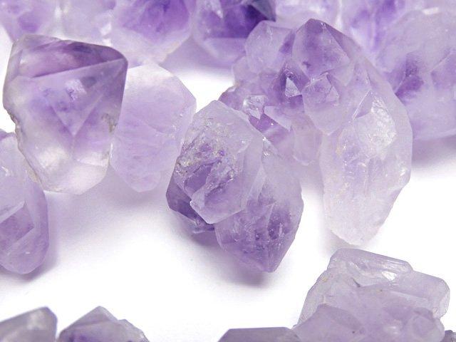 [Video] Amethyst Point Rough Rock Nugget Top Side Drilled Hole 1strand beads (aprx.14inch / 35cm)
