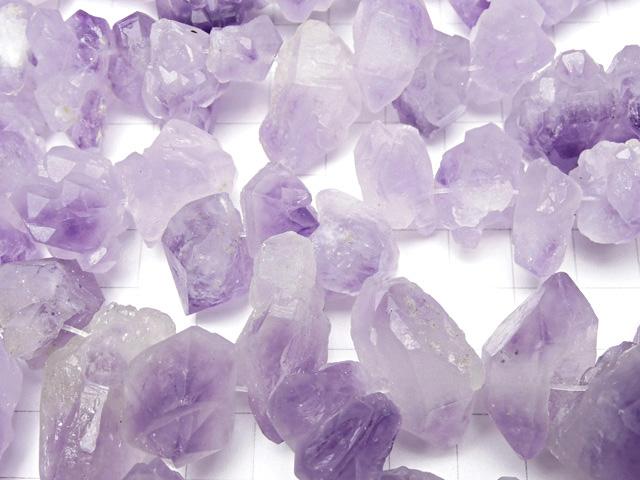 [Video] Amethyst Point Rough Rock Nugget Top Side Drilled Hole 1strand beads (aprx.14inch / 35cm)