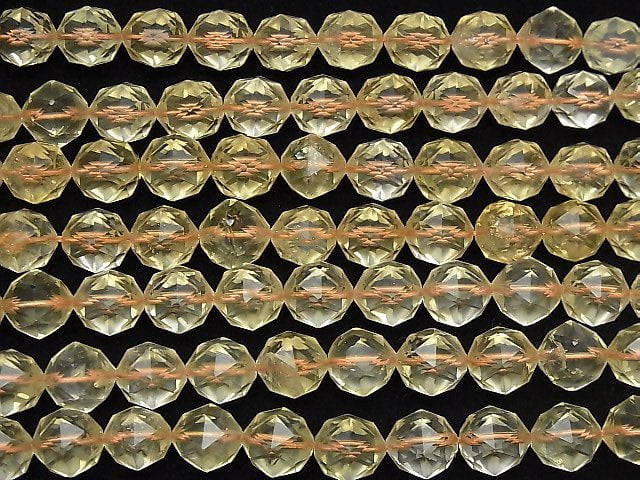 [Video] High Quality! Light Color Citrine AAA- Star Faceted Round 10mm half or 1strand beads (aprx.15inch / 37cm)