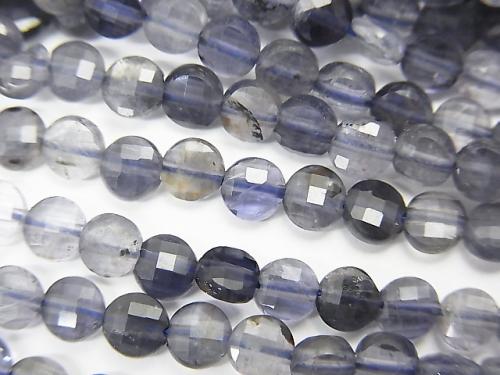 High Quality!  1strand $9.79! Iolite AA Faceted Coin 4x4x2mm 1strand (aprx.15inch/37cm)