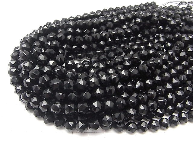 [Video]High Quality! Tibetan Morion Crystal Quartz AAA Star Faceted Round 8mm half or 1strand beads (aprx.15inch/36cm)