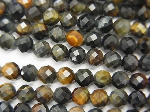 High Quality! 1strand $7.79! Mix Tiger Eye AA ++ Faceted Round 4mm 1strand (aprx.15inch / 38cm)