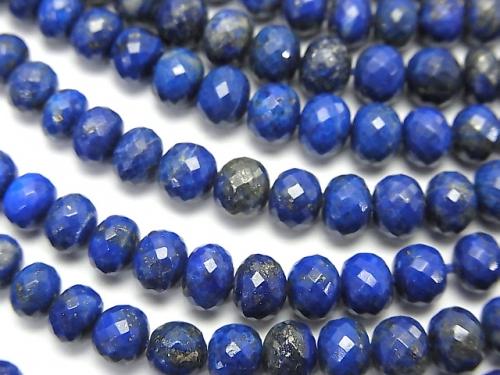 MicroCut!  High Quality Lapislazuli AAA Faceted Button Roundel  half or 1strand (aprx.15inch/38cm)