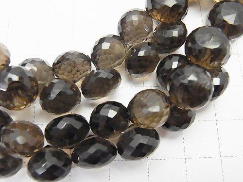 [Video] [One of a kind] High Quality Smoky Quartz AAA Onion Faceted Briolette [Medium color] 1strand NO.5