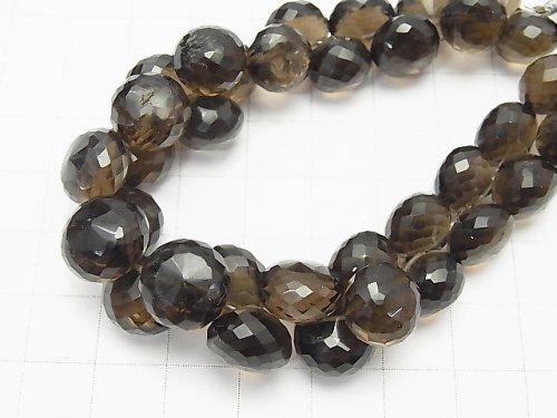 [Video] [One of a kind] High Quality Smoky Quartz AAA Onion Faceted Briolette [Medium color] 1strand NO.5
