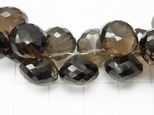 [Video] [One of a kind] High Quality Smoky Quartz AAA Onion Faceted Briolette [Medium Color] 1strand NO.7